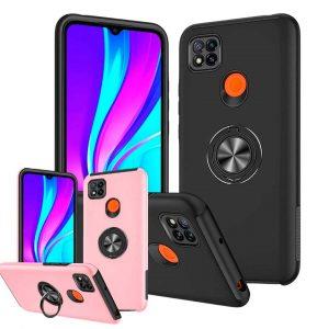 Redmi 9C - Protector hibrido, soporte de anillo giratorio ultrafino, resistente a los golpes