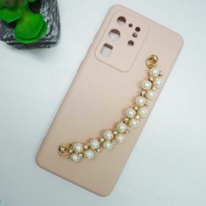 Samsung S20 Ultra - Protector Silicona, cadena perlada serie Ginga Fashion