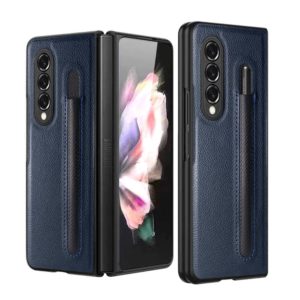 Samsung Z Fold 3 - Protector de piel sintética con ranura para s-pen serie textura