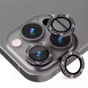 iPhone 11, 12 Pro, 13 Pro – Protector de vidrio circular brillante negro para lente de cámara
