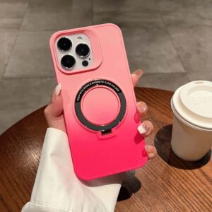 iPhone 15 Pro Max - Protector con soporte magnético con material de silicona suave diseño gradiante serie, coronado