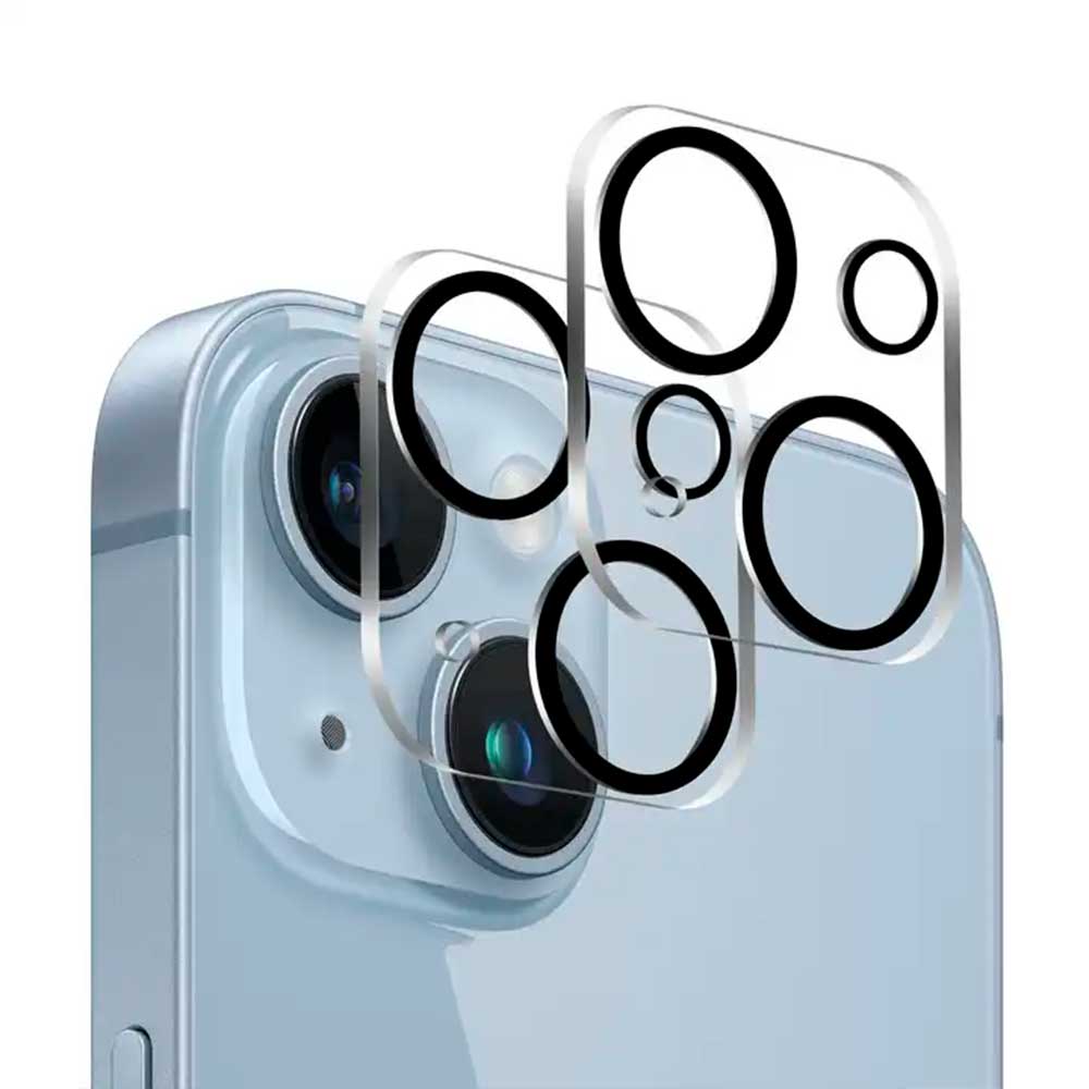 Protector de lente de cámara compatible con iPhone 14 y 14 Plus (6.1 y 6.7  pulgadas), cubierta de cámara Apple brillante con vidrio transparente