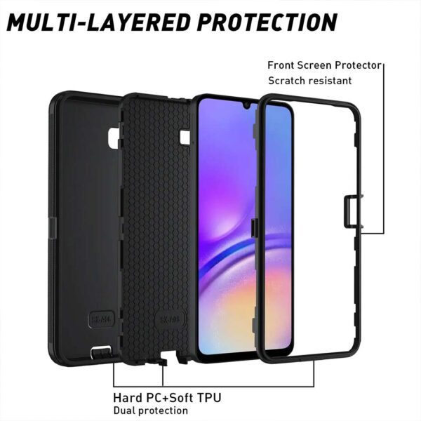 Samsung A06 - Protector defender negro de 3 capas con clip para cinturón - Imagen 5