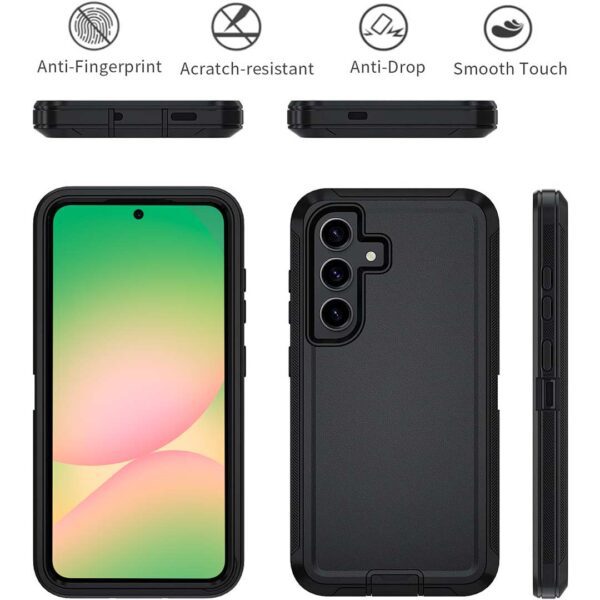 Samsung A56 - Protector defender negro de 3 capas con clip para cinturón - Imagen 2