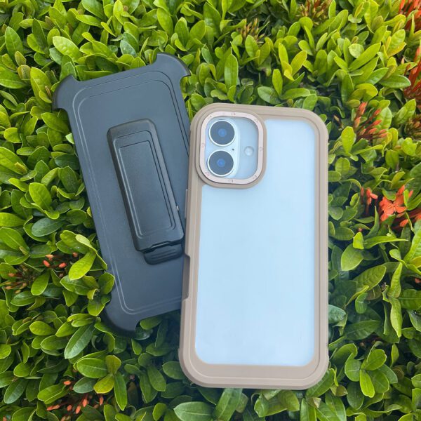 iPhone 16 - Protector transparente con clip de cinturón, resistencia de grado militar, serie poteado - Imagen 2