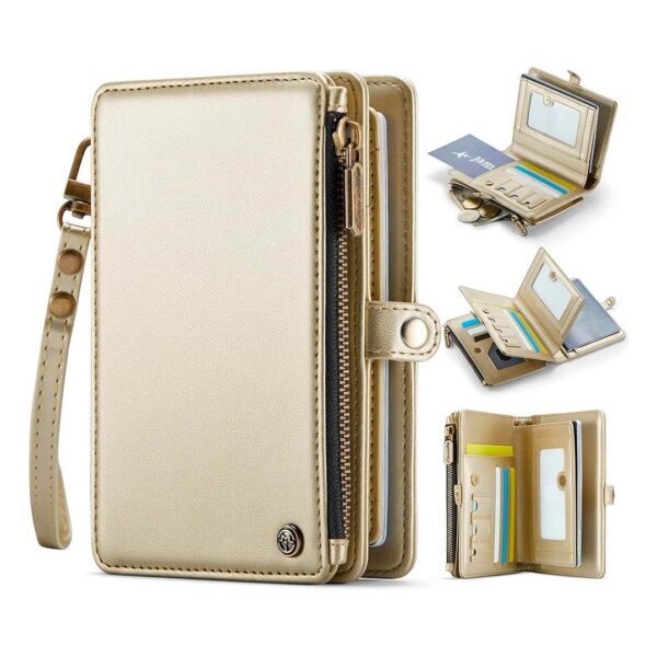 Caseme - Bolso tipo cartera para pasaporte y tarjetero, con 11 ranuras y correa de mano - Imagen 3