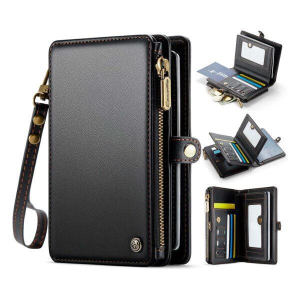 Caseme - Bolso tipo cartera para pasaporte y tarjetero, con 11 ranuras y correa de mano - Imagen 2