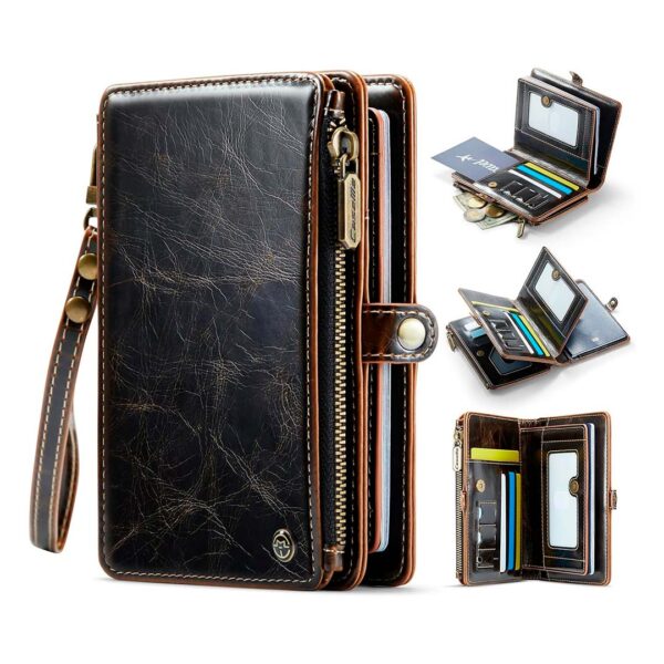 Caseme - Bolso tipo cartera para pasaporte y tarjetero, con 11 ranuras y correa de mano - Imagen 5