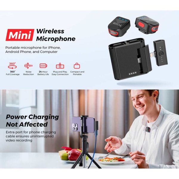 H01 Mini - Micrófono inalambrico Lavalier para teléfono (Android/iPhone), con clip magnético - Imagen 8