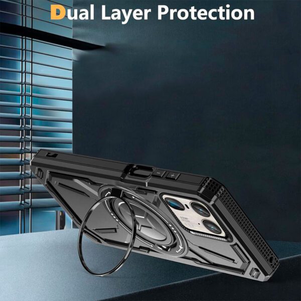 Motorola Edge 50 Ultra - Protector con soporte de anillo giratorio 360°, a prueba de golpes, serie megatron - Imagen 5