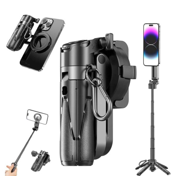 Uniean - Mini selfi stick magnético, palo de selfie portátil con soporte extensible