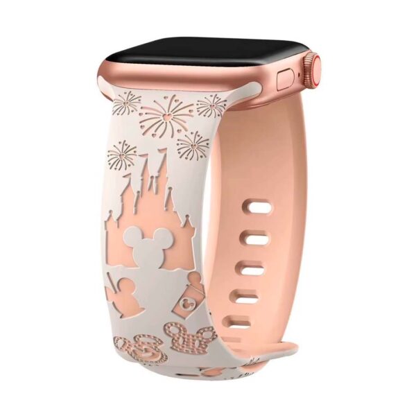 Apple Watch 42/44/45/49 MM - Banda de silicona bicolor con dibujos grabados, serie cartoon - Imagen 2