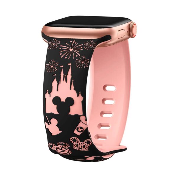 Apple Watch 42/44/45/49 MM - Banda de silicona bicolor con dibujos grabados, serie cartoon - Imagen 3