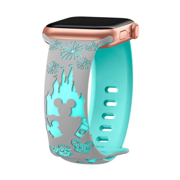 Apple Watch 42/44/45/49 MM - Banda de silicona bicolor con dibujos grabados, serie cartoon - Imagen 4