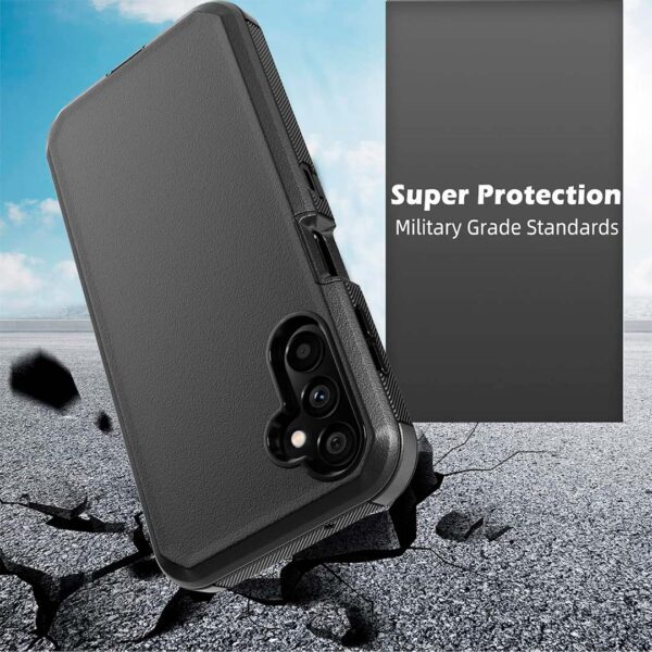 Samsung A14 - Protector gran defender negro de 3 capas con clip para cinturon - Imagen 5