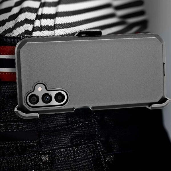 Samsung A14 - Protector gran defender negro de 3 capas con clip para cinturon - Imagen 4