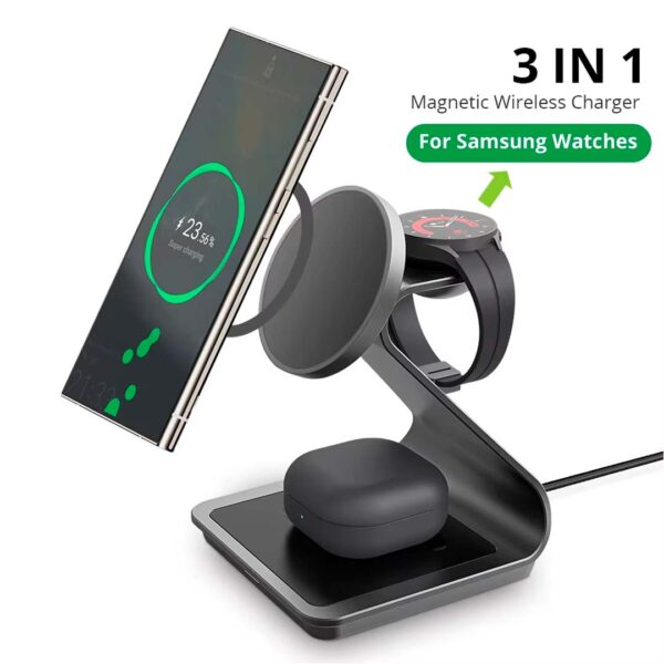 Estación de carga para Samsung - Cargador inalambrico 3 en 1, 15W, Galaxy phone, Galaxy Watch, Galaxy Buds