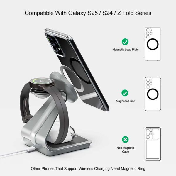 Estación de carga para Samsung - Cargador inalambrico 3 en 1, 15W, Galaxy phone, Galaxy Watch, Galaxy Buds - Imagen 8