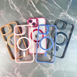 iPhone 13 - Protector magsafe, con lentes de cámara incluidos y soporte de mesa, serie Unido View