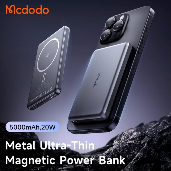 MCDODO - Powe Bank 20W magnético ultra delgado de metal, capacidad de 5,000 mAh - Imagen 6