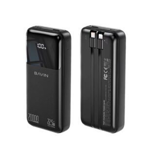 Bavin - Power Bank portátil con capacidad de 20,000 mAh, con pantalla Digital Led, carga rápida de hasta 22.5W