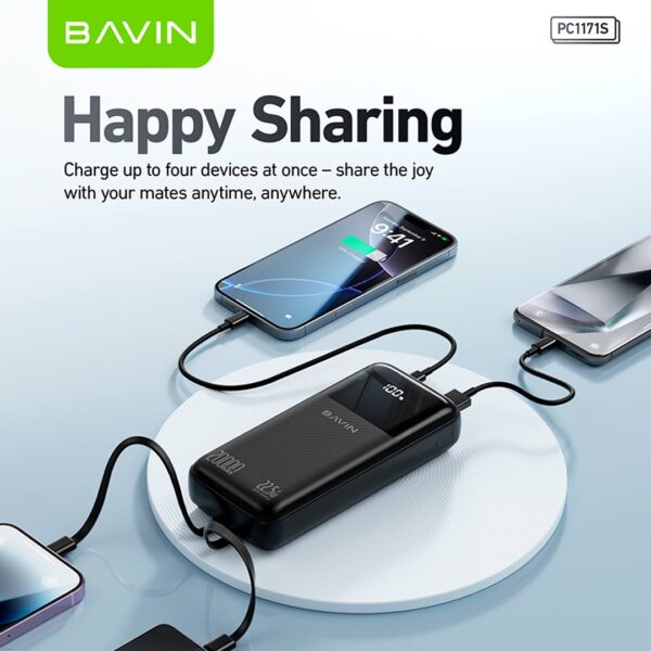 Bavin - Power Bank portátil con capacidad de 20,000 mAh, con pantalla Digital Led, carga rápida de hasta 22.5W - Imagen 4
