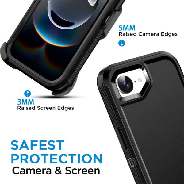 iPhone 16e - Protector defender negro de 3 capas con clip para cinturón - Imagen 3