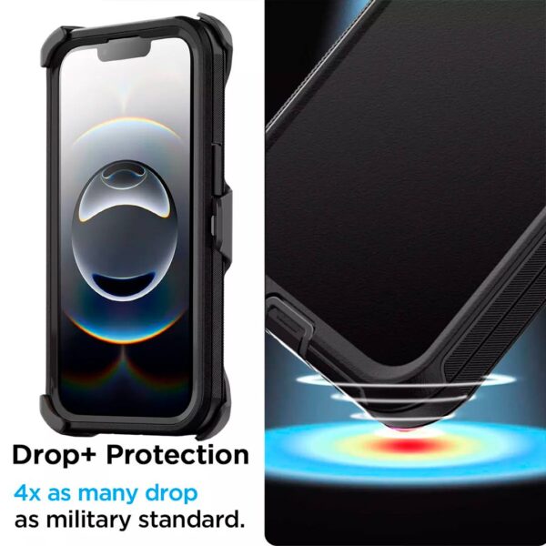 iPhone 16e - Protector defender negro de 3 capas con clip para cinturón - Imagen 4