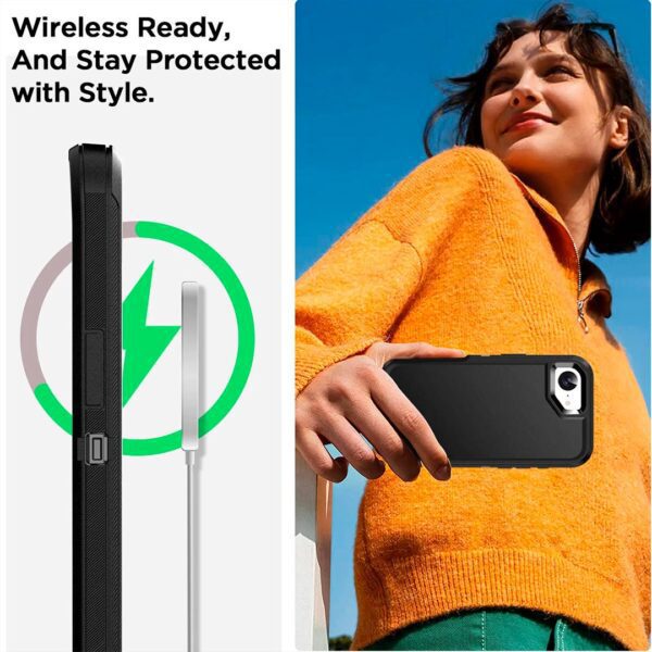 iPhone 16e - Protector defender negro de 3 capas con clip para cinturón - Imagen 8