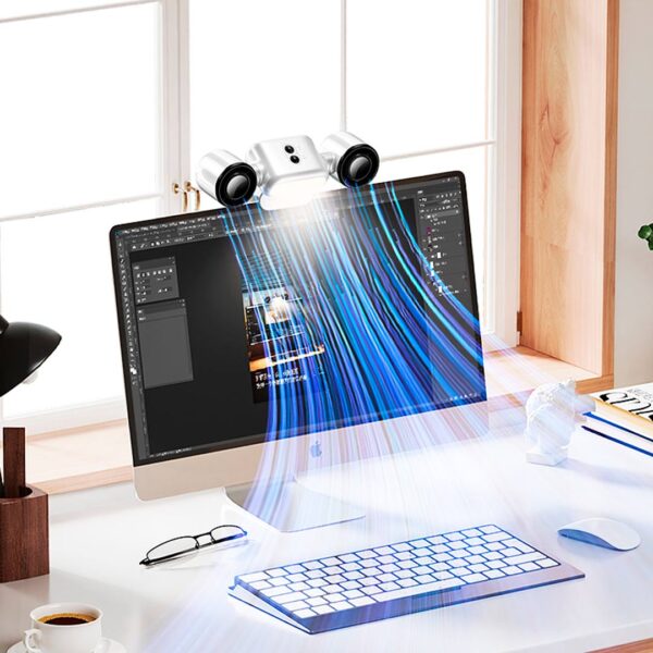 Memo G12 - Ventiladora portátil para monitor de computadora, con luz led