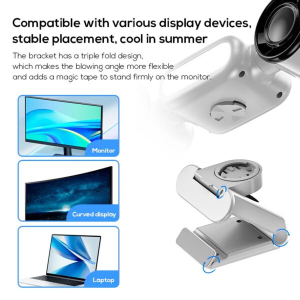 Memo G12 - Ventiladora portátil para monitor de computadora, con luz led - Imagen 3