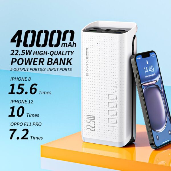 Bavin - Power Bank portátil con capacidad de 40,000 mAh, multi puertos de carga rápida de hasta 22.5W - Imagen 8