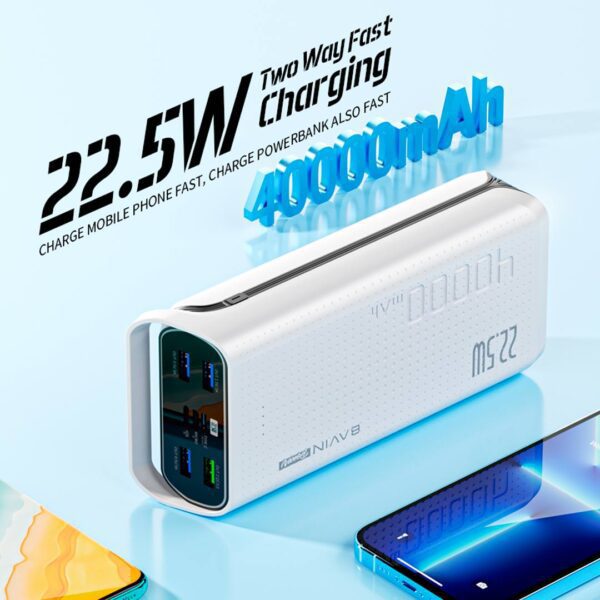 Bavin - Power Bank portátil con capacidad de 40,000 mAh, multi puertos de carga rápida de hasta 22.5W - Imagen 9