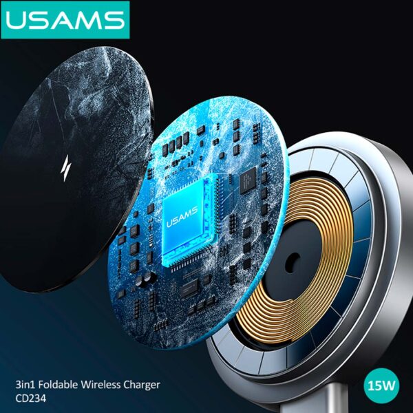 Usams CD234 - Estación de carga 3 en 1 de 15W carga rápida - Imagen 5