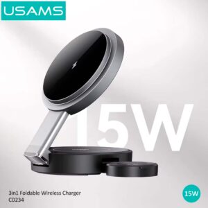 Usams CD234 - Estación de carga 3 en 1 de 15W carga rápida