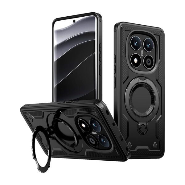 Redmi Note 14 Pro Plus - Protector fuerte con soporte de anillo giratorio, serie Perrón