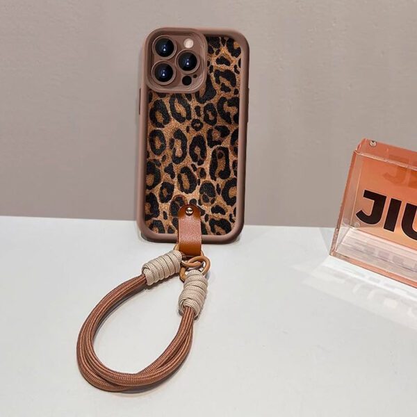 iPhone 16 Pro Max & 15 Pro Max - Protector con diseño delgado de leopardo y correa para la muñeca, serie animal print - Imagen 2