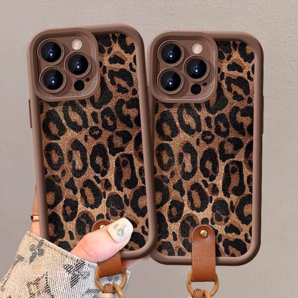 iPhone 16 Pro Max & 15 Pro Max - Protector con diseño delgado de leopardo y correa para la muñeca, serie animal print - Imagen 3