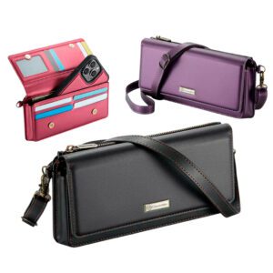 Caseme - Bolso pequeño universal de cuero para teléfono, estuche monedero y tarjetero