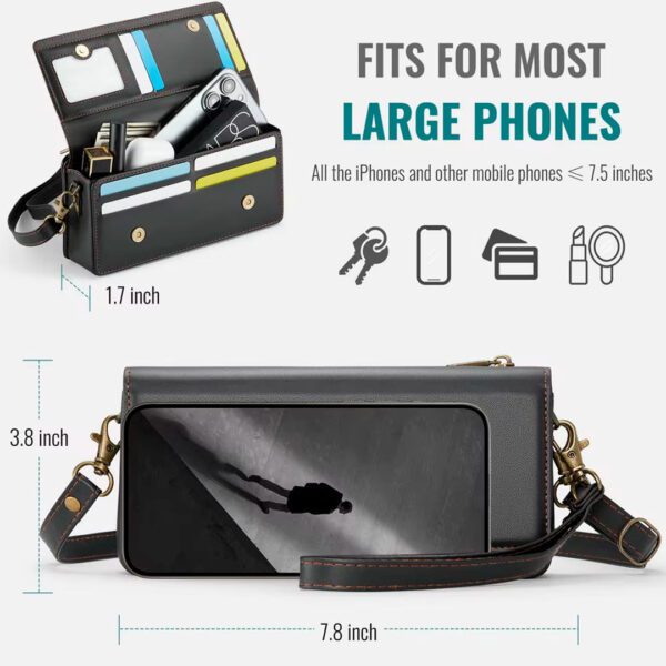 Caseme - Bolso pequeño universal de cuero para teléfono, estuche monedero y tarjetero - Imagen 7