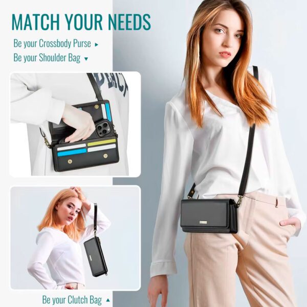 Caseme - Bolso pequeño universal de cuero para teléfono, estuche monedero y tarjetero - Imagen 9