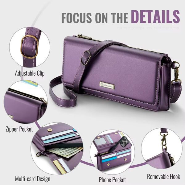 Caseme - Bolso pequeño universal de cuero para teléfono, estuche monedero y tarjetero - Imagen 8