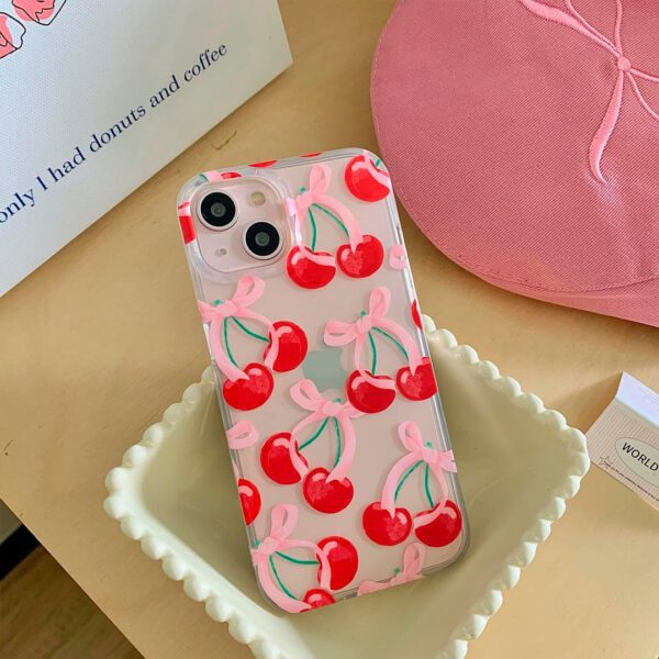 iPhone 14/13 - Protector transparente con diseño de cereza, serie coquet - Imagen 6