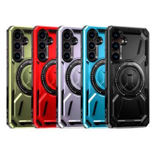 Samsung A56 - Protector fuerte de grado militar doble capa con anillo giratorio magsafe, serie Redentor