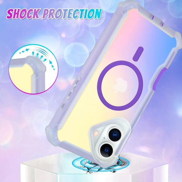 iPhone 16 - Protector con parte trasera iridiscente, protección de cristal y esquinas de alta resistencia para niñas y mujeres - Imagen 4