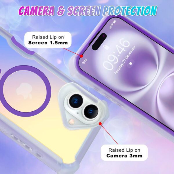 iPhone 16 - Protector con parte trasera iridiscente, protección de cristal y esquinas de alta resistencia para niñas y mujeres - Imagen 6