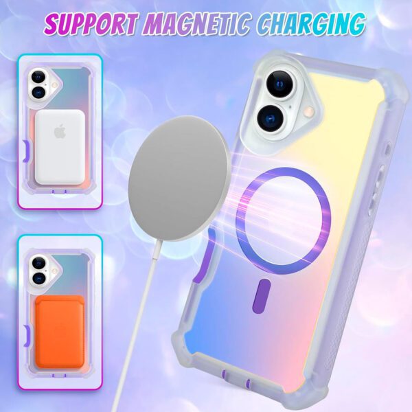 iPhone 16 - Protector con parte trasera iridiscente, protección de cristal y esquinas de alta resistencia para niñas y mujeres - Imagen 5