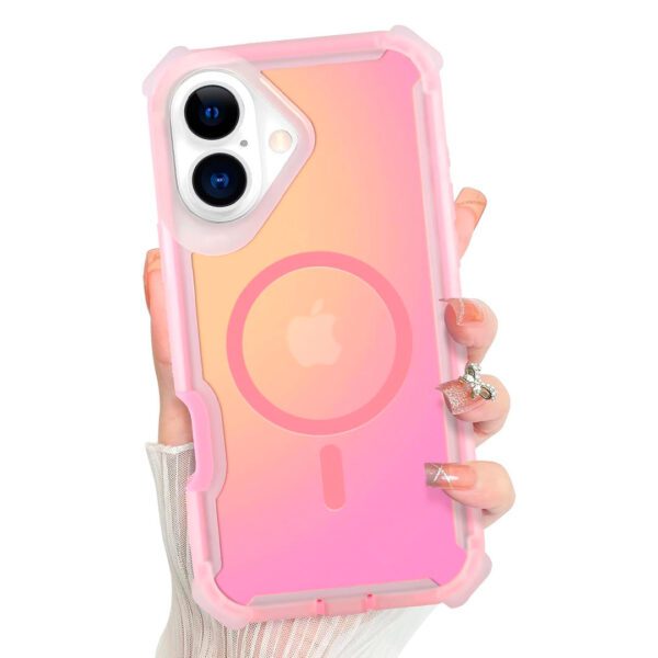 iPhone 16 - Protector con parte trasera iridiscente, protección de cristal y esquinas de alta resistencia para niñas y mujeres - Imagen 3
