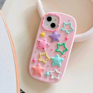 iPhone 13/14 - Protector de silicona suave, con diseño de estrellas 3D, serie popstart