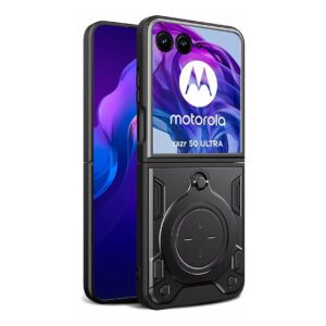Moto Razr 50 Ultra - Protector resistente y fuerte con soporte de anillo de metal giratorio magnético, serie puritano